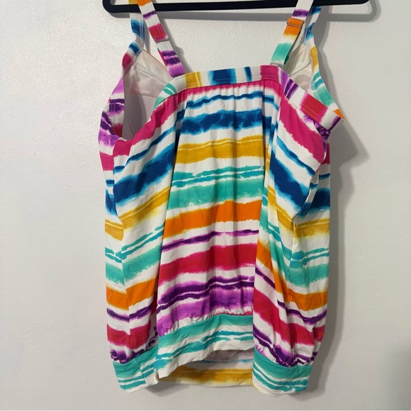 Lands' End Multicolor Striped Swim Tank Top Tankini bathing suit top - Picture 4 of 8